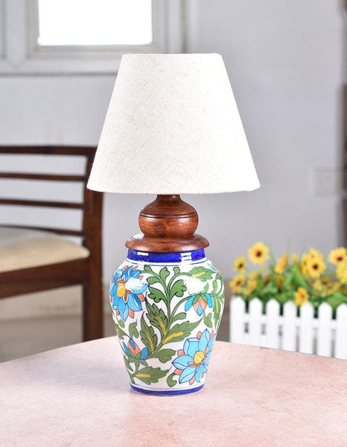 Blue Pottery Handiya Lamp (Without Lampshade)